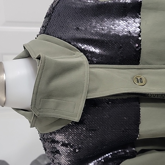 RAMY BROOK Celia Utility Jacket Sequins Army Green Pockets Streetwear Oversized - Picture 9 of 12
